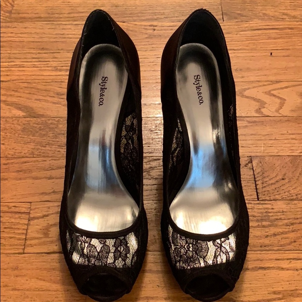 Style&co. Black Lace Heels - Size 10